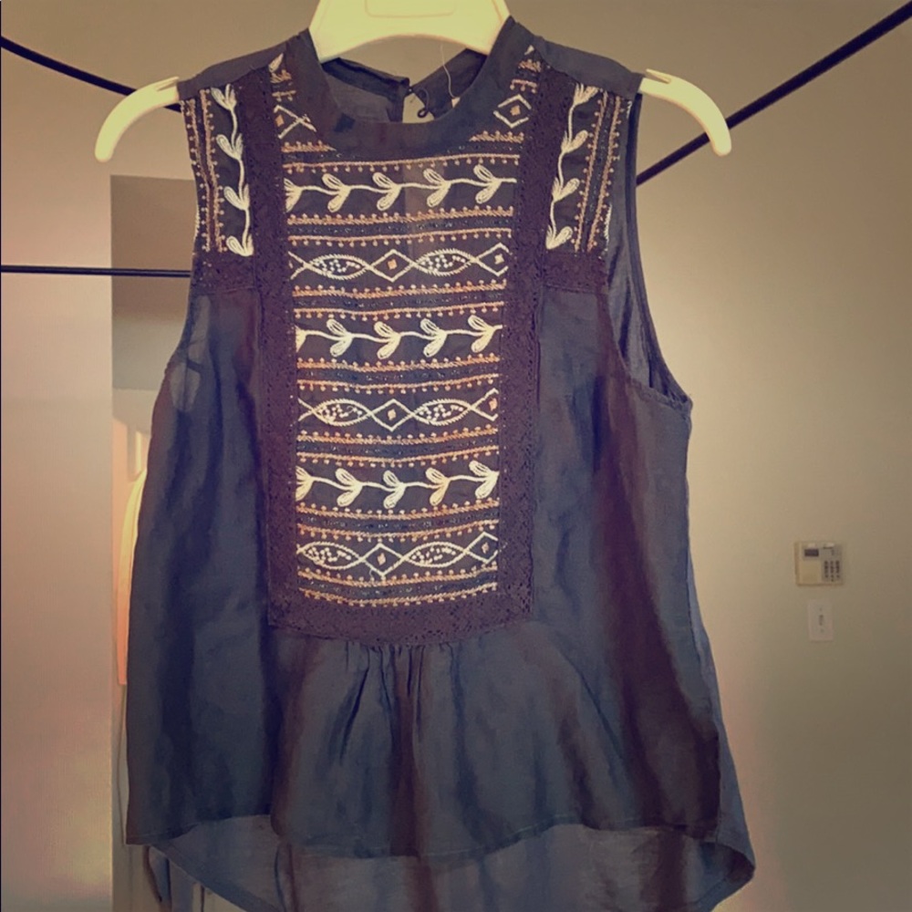 Gorgeous Silk n Cotton sheerish embroidered top